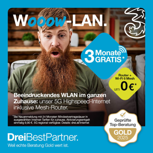 Warum langsam surfen, wenn du mit Drei abheben kannst? 🌊🏄🏾‍♀️🚀 Das 5G Highspeed-Internet von Drei mit gratis Mesh sorgt für extra schnelles WLAN im ganzen Zuhause. Jetzt drei Monate gratis W😮😮😮😮😮😮😮😮😮W bei Neuanmeldung holen! Wir beraten dich gerne.⁠
⁠
#mobile5 #Handyshop #Kundenversteher (m,w,d), #Drei #Wooow⁠