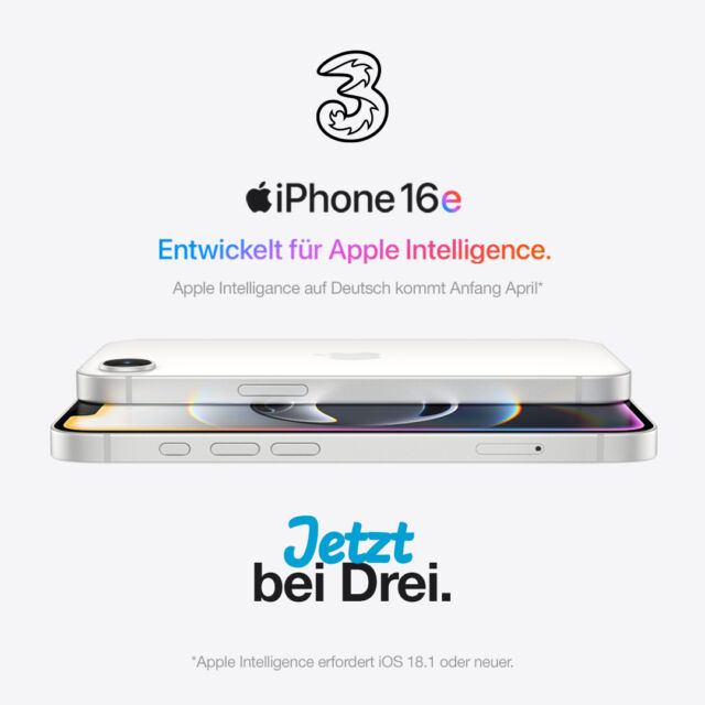 📱✨ Das iPhone 16e wurde für Apple Intelligence entwickelt. 🚀⁠
Es kommt mit der Power des 💪 A18 Chip, einer 📸 48 MP Fusion Kamera, die Fotos in 📷 superhoher Auflösung macht, und einer 🔋 gigantischen Batterielaufzeit – für mehr Zeit, um 💬 Nachrichten zu schreiben, 🌐 im Netz zu surfen und mehr. 📶 Jetzt bei uns bei Drei mit unlimitiertem 5G erhältlich!⁠
⁠
#DreiMachtsEinfach #mobile5 #Handyshop #Kundenversteher (m,w,d)⁠